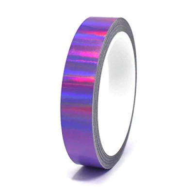Abbildung von (0,89/m) 10 Meter Hologramm Zierstreifen Basteln Möbel Auto Motorrad Modellbau Deko Dekorstreifen Klebestreifen selbstklebend DIY (Hologramm Lila, 15mm Breite)