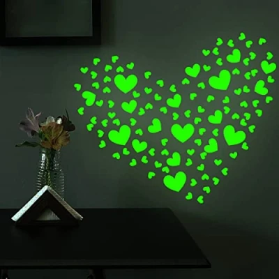 Abbildung von 2 Blatt im Dunkeln Leuchtende Herz Aufkleber, Wandsticker Selbstklebend Spiel Wandtattoo Kinderzimmer für Glühen Aufkleber Leuchtsticker