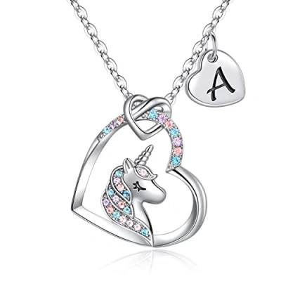 Abbildung von TINGN Einhorn Geschenke für Mädchen, Einschulung Mädchen Silber Kette Kinder Geburtstagsgeschenk Tochter 5 12 jahre, Geschenk zur