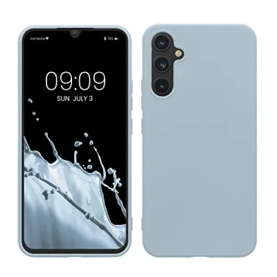 Abbildung von kwmobile Hülle kompatibel mit Samsung Galaxy A34 5G weiches TPU Silikon Case Cover geeignet für kabelloses Laden Hellblau matt