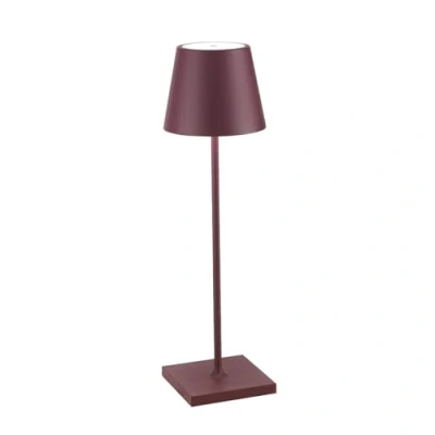 Abbildung von Zafferano, Poldina Pro Lampe, Kabellose, Wiederaufladbare Tischlampe mit Touch Control, Auch für den Außenbereich Geeignet, Dimmer, 2200 3000 K, Höhe 38 cm, Farbe Bordeaux