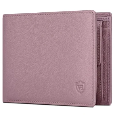 Abbildung von VON HEESEN Leder Geldbörse RFID Schutz I Echtleder Geldbeutel für Damen &amp; Herren Portemonnaie Brieftasche Wallet Portmonee (Lavendel)