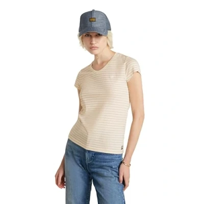 Abbildung von G Star RAW Damen Eyben Slim V Neck Top 2.0, Mehrfarben (Antique White/Rugby tan Stripe D24533 D244 G615), XL