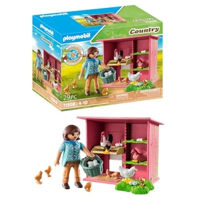 Abbildung von PLAYMOBIL Country Hühner mit Küken Hühnerhaus für deinen Bauernhof Spielzeug Kinder ab 4 Jahren 71308