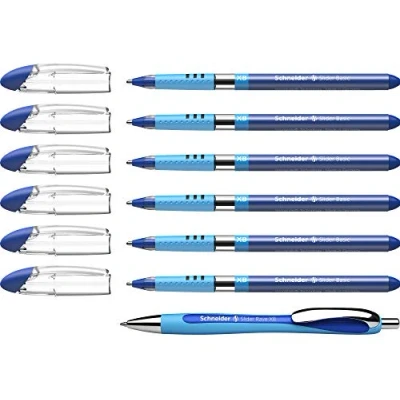 Abbildung von Schneider 151277 Slider Basic XB 6 Stück und 1x Rave Kugelschreiber mit Etui, Schreibfarbe blau