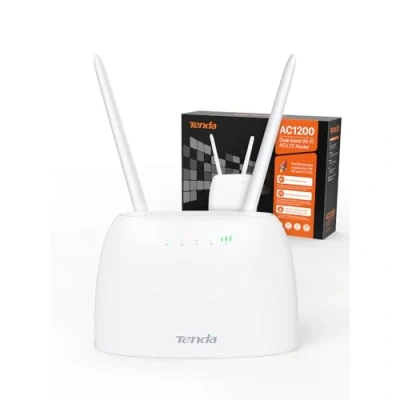Abbildung von Tenda 4G07 4G LTE WLAN Router für SIM Karten (CAT4, AC1200 Dualband 2,4GHz: 300Mbit/s + 5GHz: 867Mbit/s, 150 Mbit/s im Download) Plug &amp; Play, LAN/WAN Port, 2 Abnehmbare Antennen, MU MIMO, Weiß