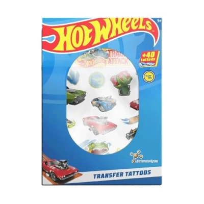 Abbildung von Science4you Temporäre Tattoos 40 Hot Wheels Cars, Kit von für Kinder, Partygeschenk Jungen &amp; Mädchen im Alter 5 6 7 8 9+
