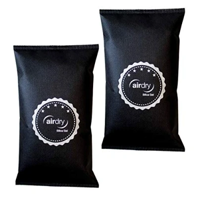 Abbildung von Thomar airdry Silica Gel Auto Entfeuchter 1,5 kg (2 x 750 g) Entfeucher Kissen mit Silicagel Luftentfeuchter Schwarz