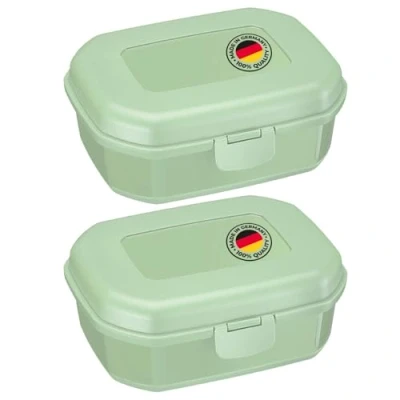 Abbildung von Westmark 2 Brotdosen/Snackboxen Maxi 935 ml, mit Klick Verschluss, Höhe: ca. 7,4 cm, Kunststoff, Grün, 235222EM