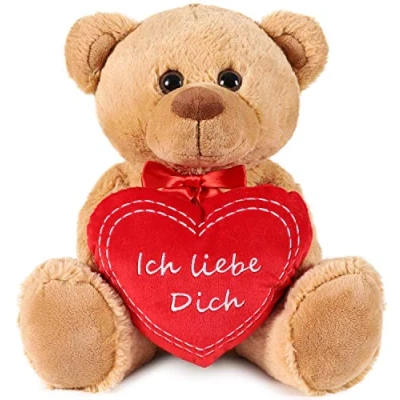 Abbildung von BRUBAKER Teddy Plüschbär mit Herz Rot Ich Liebe Dich 35 cm Teddybär Plüschteddy Kuscheltier Schmusetier Braun Hellbraun