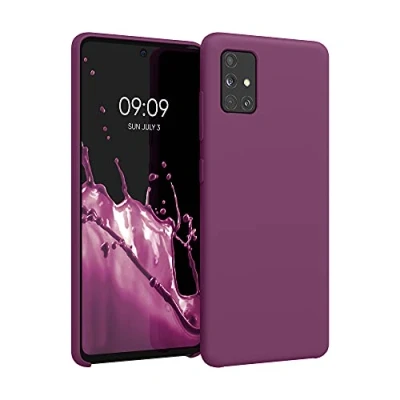 Abbildung von kwmobile Hülle kompatibel mit Samsung Galaxy A51 Silikon Handy Case Handyhülle weiche Oberfläche kabelloses Laden Magenta Lila