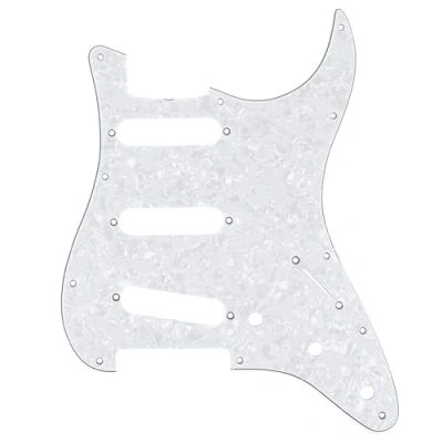 Abbildung von Musiclily Pro 11 Löcher SSS Vintage 62 Strat Pickguard Gitarren Schlagbrett für American Stratocaster E Gitarre, 4 lagig White Pearl