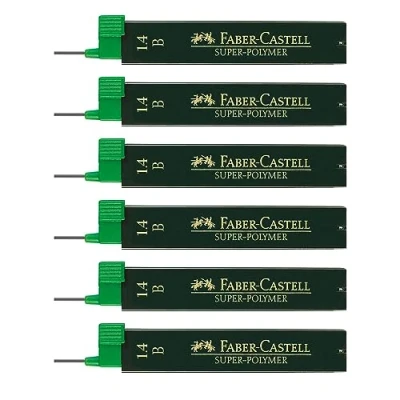 Abbildung von FABER CASTELL 205071 Feinminen Set Super Polymer, 6 Stück mit je 12 Minen, 1,4 mm, Härtegrad B