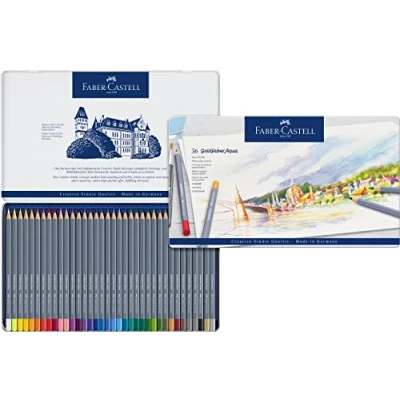 Abbildung von FABER CASTELL 114636 Aquarellstifte Goldfaber, 36 teiliges Buntstifte Set, bruchsicher, vollständig wasservermalbar