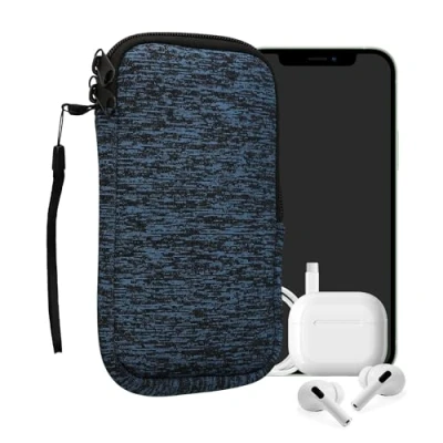 Abbildung von kwmobile Handytasche für Smartphones XL 6,7/6,8&quot; Neopren Handy Hülle Deep Ocean Schwarz Tasche 17,2 x 8,4 cm Innenmaße