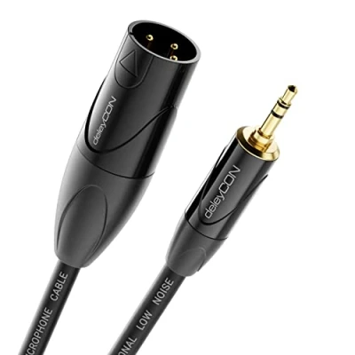 Abbildung von deleyCON 5m XLR auf 3,5mm Klinke Stereo Mikrofonkabel Audio Adapter Kabel AUX Studio Qualität aus reinem OFC Kupfer (AWG24) Stecker Metallverriegelung