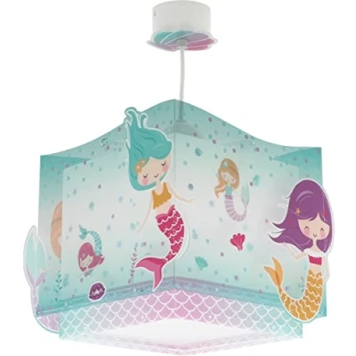 Abbildung von Dalber Lampe Kinderzimmer, kinderlampe Pendelleuchte Hängelampe, Deckenleuchte Kinder, Deckenlampe kinderzimmer Mermaids Meerjungfrauen, 63442, E27