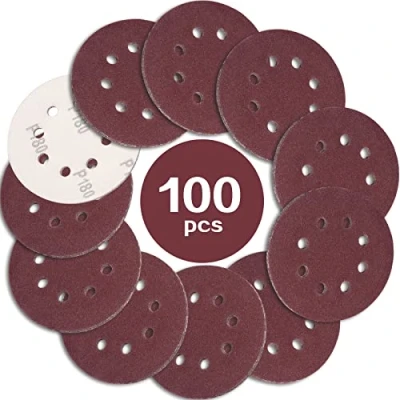 Abbildung von STEBRUAM 100 Stück Schleifpapier 125mm Klett 180 körnung,Profi 125 Schleifscheiben Rund 8 Loch für Exzenterschleifer