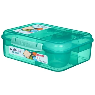 Abbildung von Sistema Bento Box LUNCH Aufbewahrungdose mit Fächern 1,65 L Lunchbox auslaufsicherem Joghurt /Fruchtbehälter BPA frei