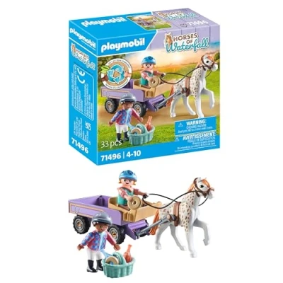 Abbildung von PLAYMOBIL Horses of Waterfall 71496 Ponykutsche, Zauberhafter Ausflug mit dem Pony, aufregende Abenteuer auf der Ranch, detailreiches Spielzeug für Kinder ab 4 Jahren