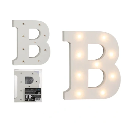 Abbildung von Beleuchteter Holz Buchstabe B, mit 9 LED, ca. 16 cm