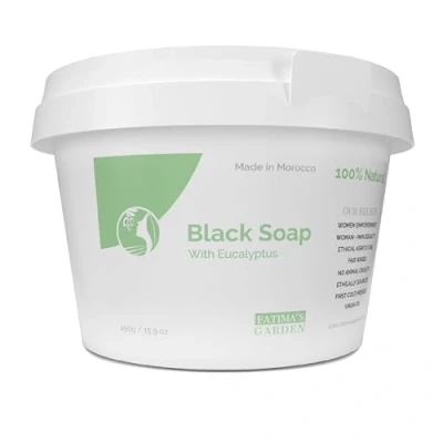 Abbildung von Fatima&#039;s Garden Eukalyptus Schwarze Seife Reinigender Reiniger, 450g