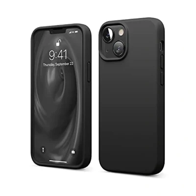 Abbildung von elago Liquid Silicone Case Kompatibel mit iPhone 13 Mini Hülle (5,4&quot;), Hochwertiges Silikon, Rundumschutz Handyhülle : 3 Layer Struktur Schutzhülle, Kratzfestes Weiches Mikrofaserfutter (Schwarz)