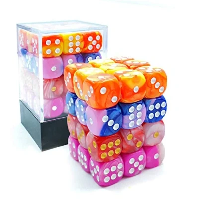 Abbildung von Bescon 12mm 6 Sided Dice 36 in Cube, Six Die (36) Block of Dice, Gemini Effect All Assorted Flower Colors