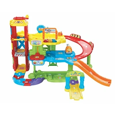 Abbildung von VTech Baby Flitzer Parkgarage Interaktives Spielzeug mit Abschleppwagen, Aufzug, Rutsche, Tankstelle u. v. m. Für Kinder von 1 5 Jahren