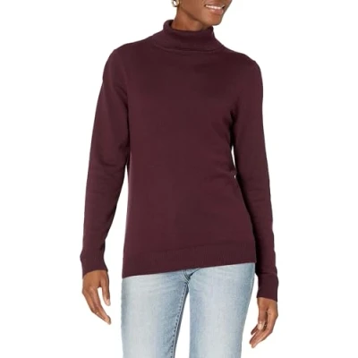 Abbildung von Amazon Essentials Damen Leichter, Langärmeliger Rollkragenpullover, Klassischer Schnitt (Erhältlich In Übergröße), Burgunderrot, XXL