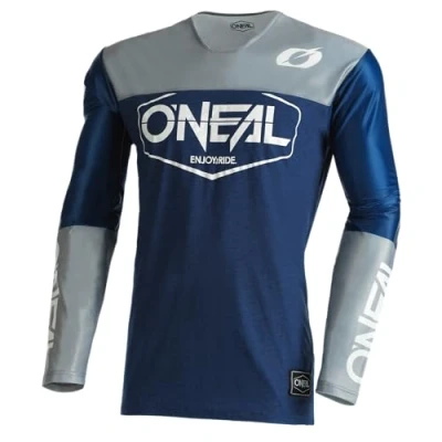Abbildung von O&#039;NEAL Motocross Shirt Langarm MX MTB Mountainbike Leichtes Material, ergonomischer Slim Fit Schnitt für perfekte Passform Mayhem Jersey Hexx V.22 Erwachsene Blau Grau Größe XL