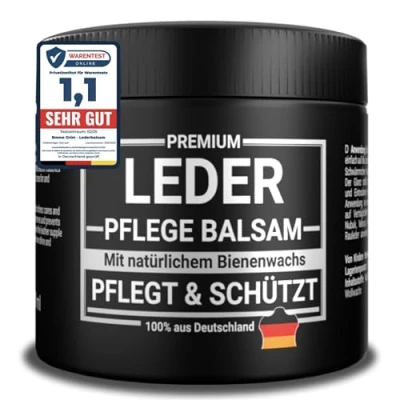 Abbildung von Emma Grün® Lederbalsam Lederfett Farblos 500ml [AUS BIENENWACHS] Lederpflege für Schuhe, Jacken, Taschen &amp; Sattel Pflegemittel Lederjacken Lederschuhe Sattelfett Made in Germany