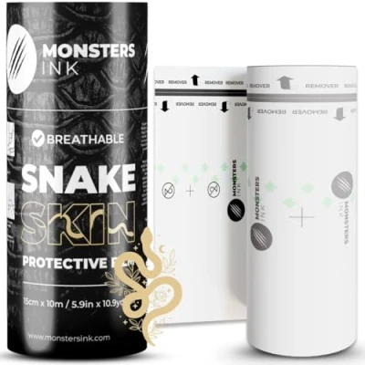 Abbildung von 10m Snake Skin Tattoo Folie Heilung, Pflaster, Wasserdicht Second Folie, Monsters Ink (15cm x 10m)