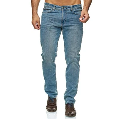 Abbildung von BARBONS Herren Jeans Regular Fit Stretch Hochwertige Straight Hose Business Anzug Freizeit 05 hellblau 33W / 30L