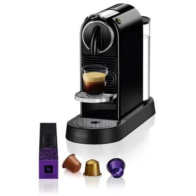 Abbildung von Nespresso De&#039;Longhi EN167.B Citiz, Kapselmaschine Direktwahltasten für Espresso Lungo, programmierbare Kaffeemenge, Klappbares Abtropfgitter, Welcome Package mit 16 Kapseln, 1260W, 1 Liter, Schwarz