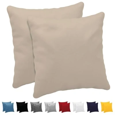 Abbildung von Kissenbezug 40x40 (Set mit 2) 100% Jersey Baumwolle 150 g/qm Kissenbezüge Beige Für Kissen 40 x cm Kissenhülle Resistent und Hypoallergen Dreamzie
