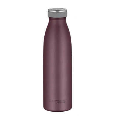 Abbildung von THERMOcafé by THERMOS TC BOTTLE burgundy mat 0,50l, Edelstahl Isolierflasche kohlensäurefest, 12h heiß 24h kalt, Auslaufsicher, für Schule, Unterwegs &amp; Büro