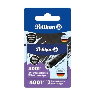 Abbildung von Pelikan 330803 Standard Tintenpatronen 4001, 2 Etuis, in Blisterverpackung, brillant schwarz