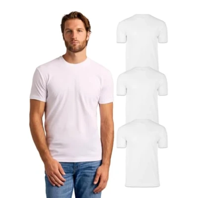 Abbildung von True Classic Herren T Shirts Kurzarm Rundhals Uni Shirt für Männer, Pack of 3, White, L
