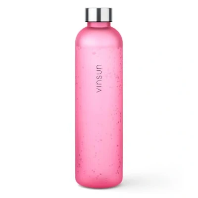 Abbildung von VINSUN Trinkflasche 1l pink auslaufsicher, Kohlensäure geeignet, BPA frei, Tritan Getränke Flasche für Schule, Outdoor, Sport, Uni, Fahrrad