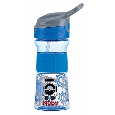Abbildung von Nuby Flip It Becher mit weichem Auslauf aus Tritan™ Trinkflasche für Kinder Sporttrinkflasche System 360ml Blau 3+ Jahre