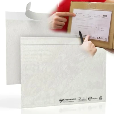 Abbildung von umschlag discount transparente Versandtaschen aus Folie für Lieferscheine, Rechnungen, Retourenscheine &amp; Co 500 Stück selbstklebende Lieferscheintaschen mit den Maßen 240 x 180 mm (DIN C5)
