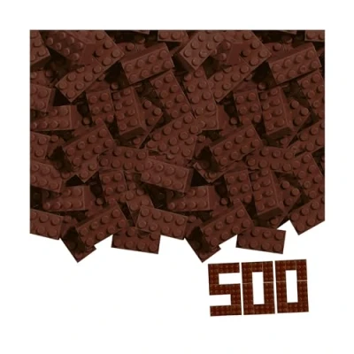 Abbildung von Simba 104114548 Blox, 500 braune Bausteine für Kinder ab 3 Jahren, 8er Steine, im Karton, hohe Qualität, vollkompatibel mit vielen anderen Herstellern, Braun