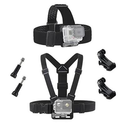 Abbildung von Brustgurt Halterung Kompatibel mit GoPro Kopfgurt für Actionkameras Verstellbarer J Haken Chest Mount Hero 9/8/7/6/5