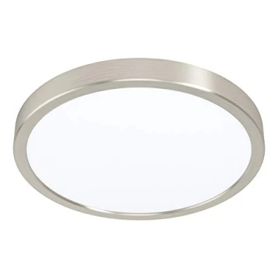 Abbildung von EGLO LED Deckenleuchte Fueva 5, Ø 28,5 cm, 1 flammige Aufbauleuchte aus Stahl und einer Kunststoff Leuchtfläche, Deckenlampe in Nickel Matt, Weiß, Aufbaulampe neutralweiß