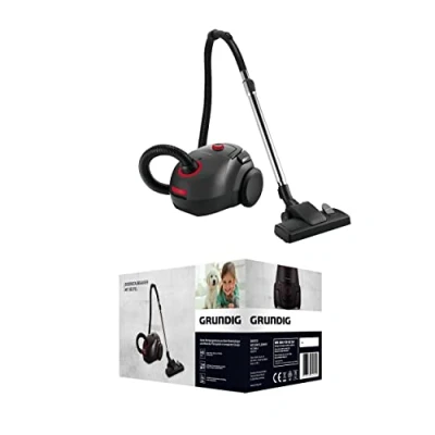 Abbildung von Grundig, VCC 3850 A Bodenstaubsauger mit Beutel, 800W, 2,1 L, Schwarz/Rot