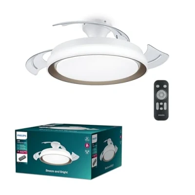 Abbildung von Philips LED Deckenventilator Bliss, gold/weiß, leise, CCT