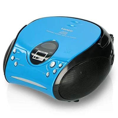 Abbildung von Lenco SCD24 mit Auxiliary CD Player für Kinder Radio Stereoanlage Boombox UKW Radiotuner Titel Speicher 2 x 1,5 W RMS Leistung Netz und Batteriebetrieb Blau