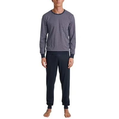 Abbildung von CALIDA Relax Imprint Pyjama, durchgeknöpft Herren, aus 100% Baumwolle, Hose mit stoffbezogenem Gummibund