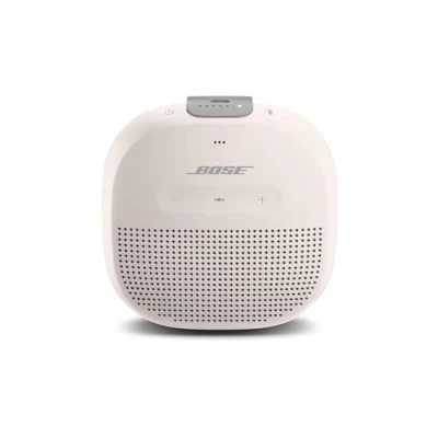 Abbildung von Bose SoundLink Micro Bluetooth speaker: kleiner tragbarer, wasserdichter Lautsprecher mit Mikrofon, Weiß